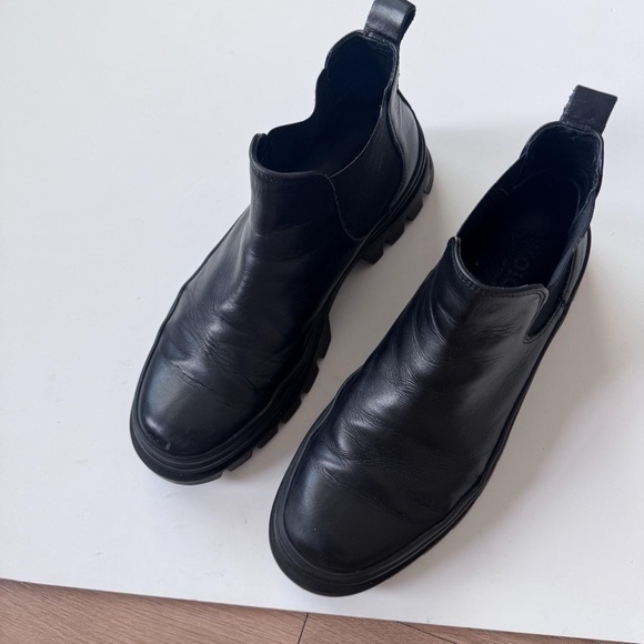 Koio Black Leather Boots 10 Platform Chunky Lung Ankle Grunge Minimalist - Picture 8 of 8